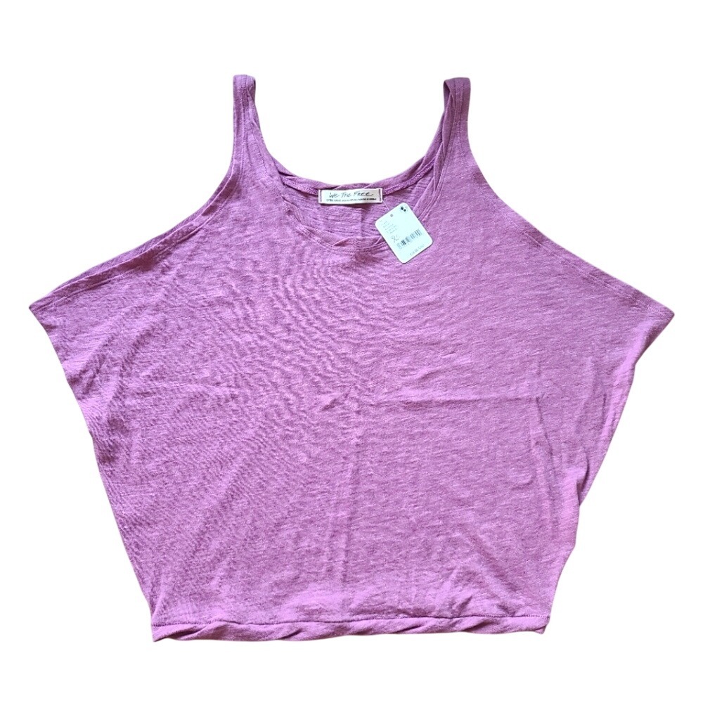 NWT Free People We The Free Tank Top Womens XS Purple Boxy Summer Cutesy Flaw